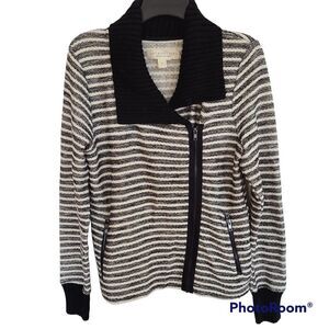saltwater LUXE Sweater Designed in Los Angeles Full Zip Striped Sweater Size L